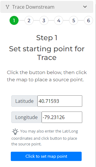 trace downstream step 1